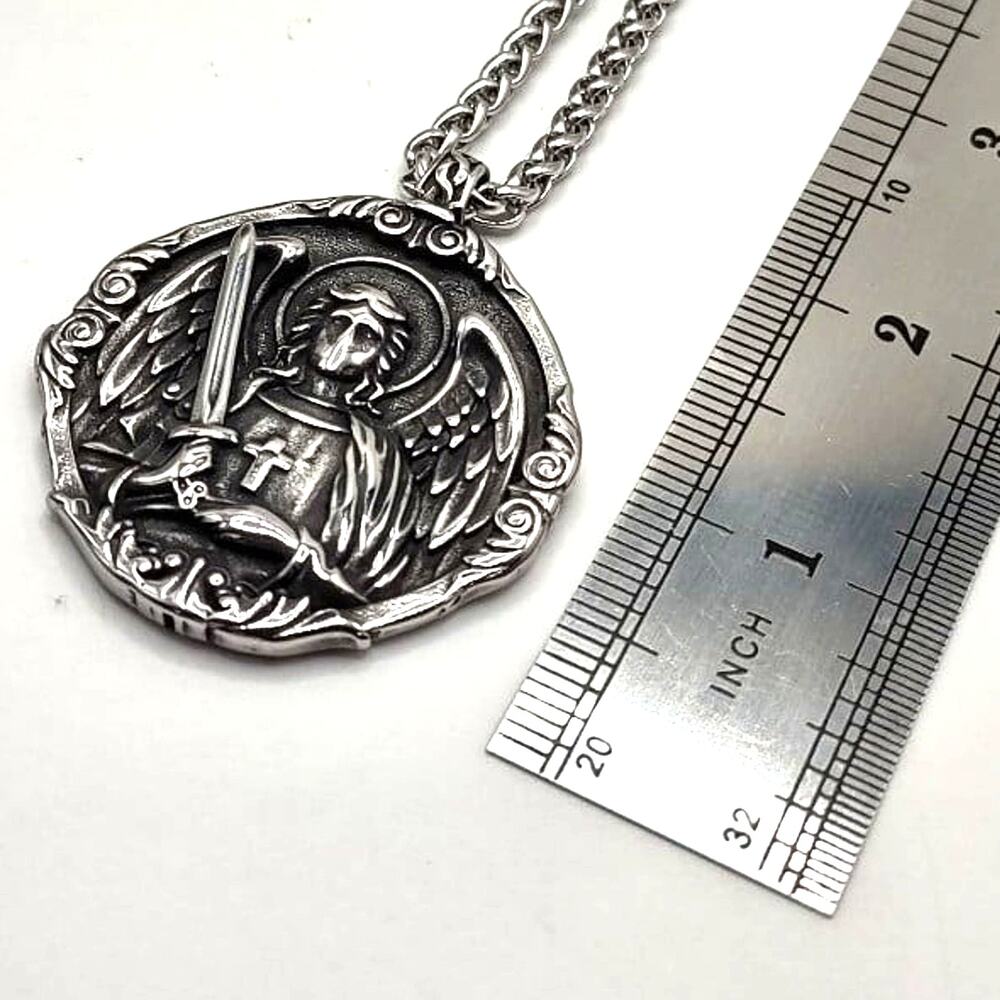 Stainless Archangel St. Michael Necklace Christian Catholic Faith Birthday Gift